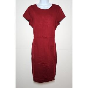 Carmen Marc Valvo Women's Cranberry Short Sleeve Sheath Dress Large - Minor Flaw
